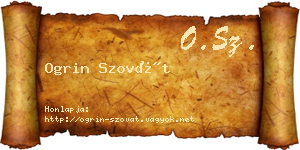 Ogrin Szovát névjegykártya
